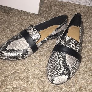 Faux snakeskin flats